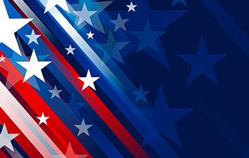 White stars with streaks of red, white and blue.