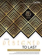 Cover of 2023 Annual Report - a pattern of black and gold diamonds with the words "85 Years Strong" and "2023 Designed to Last."