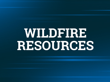 Blue back ground with white text that says, "Wildfire Resources."